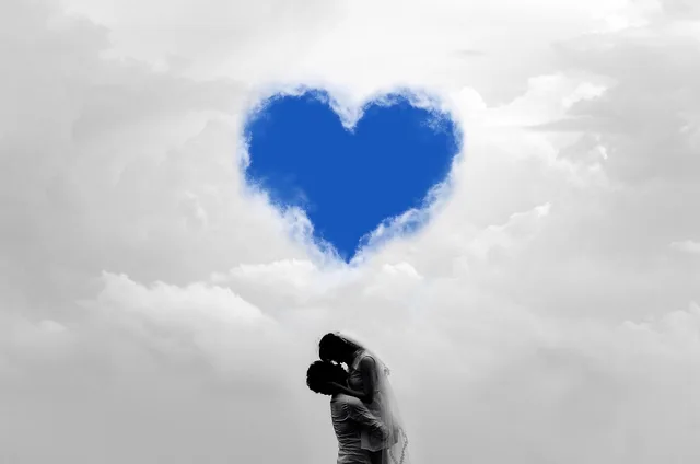 paio, un cuore, nuvole, umano, donna, insieme, amore, cielo, giorno, persone, femmina, uomo, ragazza, giovane, natura, romantico, romanza, san valentino, contento, bellissimo, disegno, arte, silhouette, nuvola di cuore, bianco, donne. Integrare i cobot in produzione: requisiti, layout e competenze